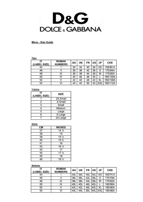 größe 44 bei dolce gabbana herren in cm|Dolce & Gabbana Size Chart: A Compre.